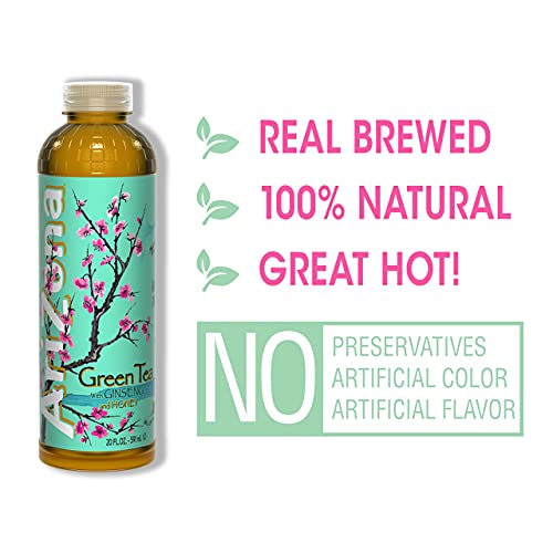 AriZona Green Tea with Ginseng and Honey, 20 Fl Oz (Pack of 24)