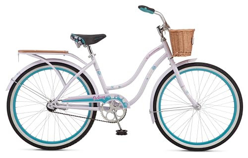 Schwinn Destiny and Baywood Beach Cruiser Bike, for Adult Men Women Boys Girls Ages 8 and Up, Single Speed Drivetrain, Rear Rack Ready, 24 or 26 Inch Wheels Options