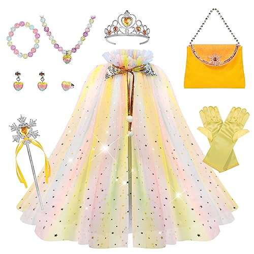 Meland Princess Dress up Clothes for Little Girl 11Pcs Princess Cape with Crown Princess Dresses for Girl 3 8 Birthday Gift