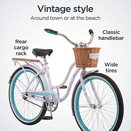Schwinn Destiny and Baywood Beach Cruiser Bike, for Adult Men Women Boys Girls Ages 8 and Up, Single Speed Drivetrain, Rear Rack Ready, 24 or 26 Inch Wheels Options