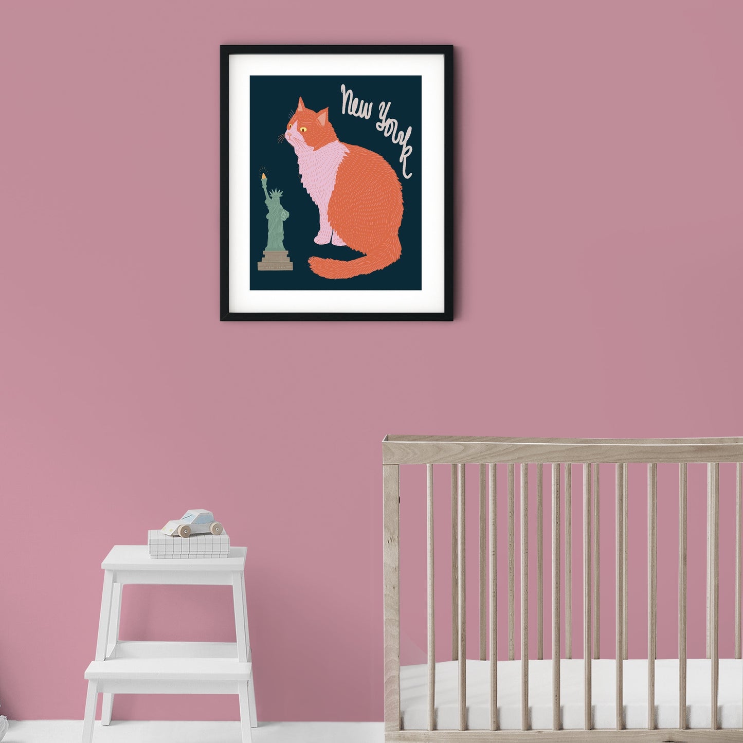 Cat art print/cat illustration /cat print wall art/art print cat/cat/cat art/cat New York art/cat /print cat/NEW YORK CAT/pink cat new york /pinky pilots/cat new york art print