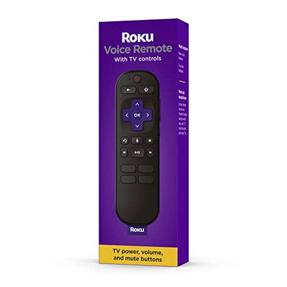 Roku Voice Remote | TV Remote Control with Voice Control, TV Controls, Simple Setup, & Pre-Set App Shortcuts - Replacement Remote Compatible with Roku TV, Roku Players, & Roku Audio