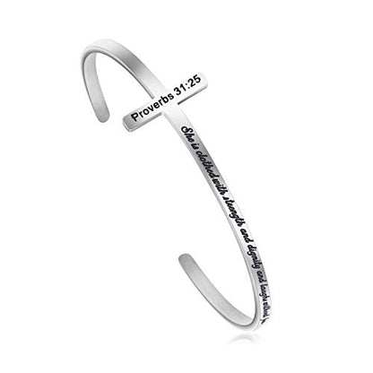 𝐂𝐫𝐨𝐬𝐬 𝐁𝐫𝐚𝐜𝐞𝐥𝐞𝐭 Religious Cuff Bangle 𝐁𝐢𝐛𝐥𝐞 𝐕𝐞𝐫𝐬𝐞 Christian Gifts Jewelry for 𝐖𝐨𝐦𝐞𝐧