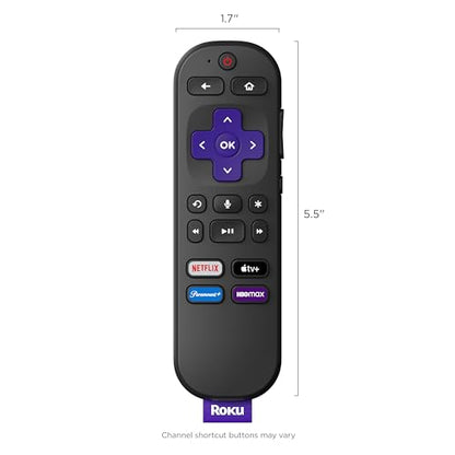 Roku Voice Remote | TV Remote Control with Voice Control, TV Controls, Simple Setup, & Pre-Set App Shortcuts - Replacement Remote Compatible with Roku TV, Roku Players, & Roku Audio