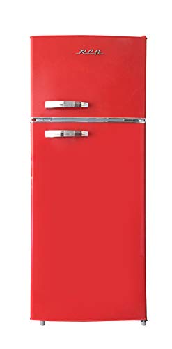 RCA RFR1055-RED, Retro 2 Door Apartment Size Refrigerator with Freezer, 10, red, cu ft