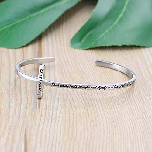 𝐂𝐫𝐨𝐬𝐬 𝐁𝐫𝐚𝐜𝐞𝐥𝐞𝐭 Religious Cuff Bangle 𝐁𝐢𝐛𝐥𝐞 𝐕𝐞𝐫𝐬𝐞 Christian Gifts Jewelry for 𝐖𝐨𝐦𝐞𝐧