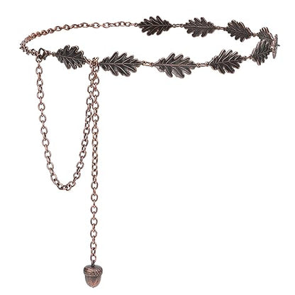 Oak Leaf and Acorn Metal Chain Leaf Belt, Cottagecore Renfair Accessories Fantasy Costume