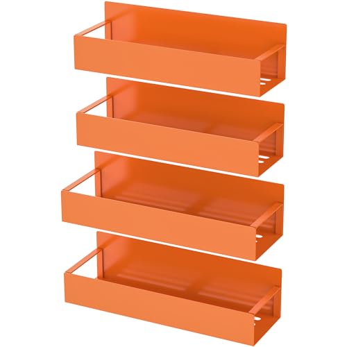 4 Pack Magnetic Spice Storage Rack Organizer for Refrigerator and Oven, Orange Fridge Organizers and Storage