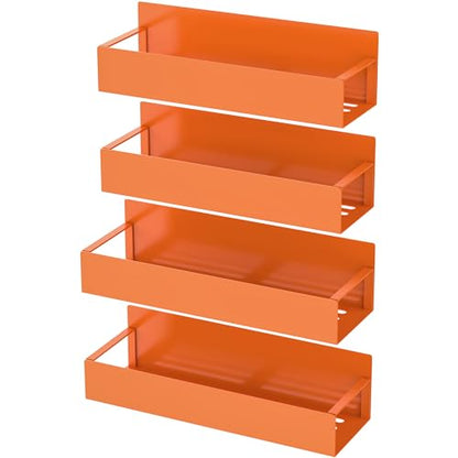 4 Pack Magnetic Spice Storage Rack Organizer for Refrigerator and Oven, Orange Fridge Organizers and Storage