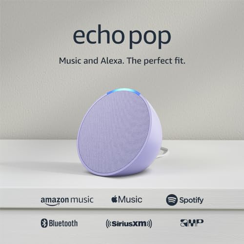 Amazon Echo Pop | Full sound compact smart speaker with Alexa | Lavender Bloom