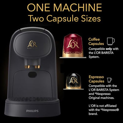 L'OR Barista System Coffee and Espresso Machine Combo by Philips, Matte Black