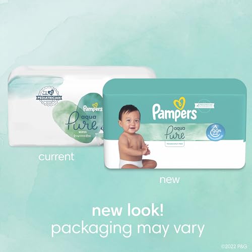 Pampers Aqua Pure Sensitive Baby Wipes, 99% Water, Hypoallergenic, Unscented, 12 Flip-Top Packs (672 Wipes Total)