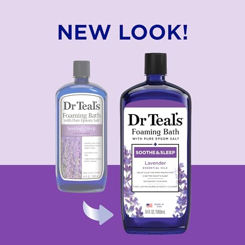 Dr Teal's Foaming Bath with Pure Epsom Salt, Soothe & Sleep with Lavender, 34 fl oz (Pack of 2)