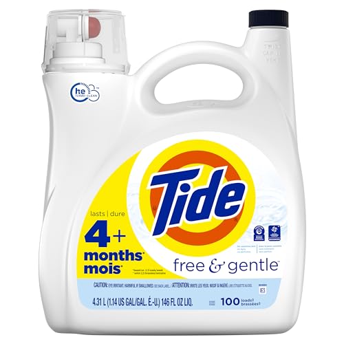 Tide Free & Gentle Liquid Laundry Detergent HE Compatible, 100 Loads, 146 fl oz