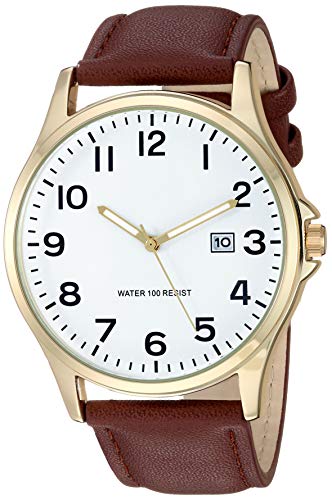 Amazon Essentials Men's Easy to Read Strap Watch