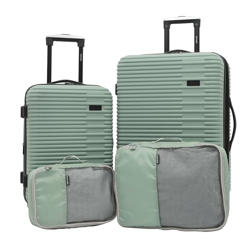 kensie Women's Hillsboro 4 Piece Luggage & Travel Bags Set, Green Granite