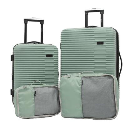 kensie Women's Hillsboro 4 Piece Luggage & Travel Bags Set, Green Granite