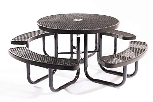 TRD-BLK Heavy Duty Round Portable Picnic Table, 46", Black, Made in America