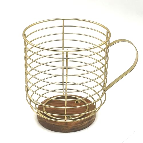 Iron wood coffee capsule storage cup Iron table furniture bar decoration (Gold)