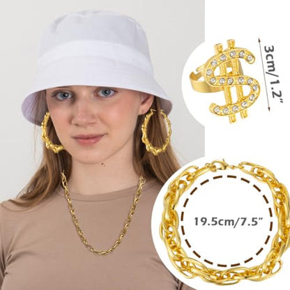 80s 90s Accessories Outfit for Woman Men Hip Hop Costume Kit Old School Rapper Jewelry