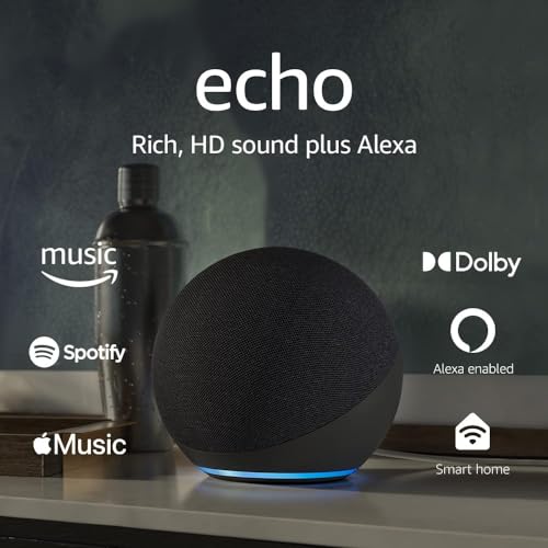 Echo (4th Gen) | With premium sound, smart home hub, and Alexa | Charcoal