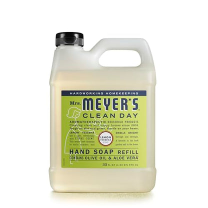 MRS. MEYER'S CLEAN DAY Hand Soap Refill, Made with Essential Oils, Lemon Verbena Multi Packs (33 Fl Oz (Pack of 1))