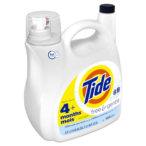 Tide Free & Gentle Liquid Laundry Detergent HE Compatible, 100 Loads, 146 fl oz