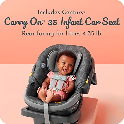 Century Stroll On 3 Wheel 2 in 1 Lightweight Travel System Infant Car Seat and Stroller Combo