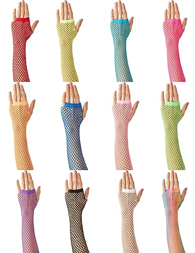 Lone Fishnet Gloves Fingerless For Women Fish Net Arm Sleeve Mesh Emo Goth 80s Scene Accessories