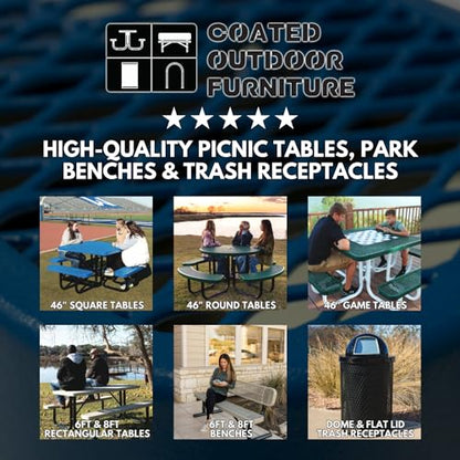 TRD-BLK Heavy Duty Round Portable Picnic Table, 46", Black, Made in America