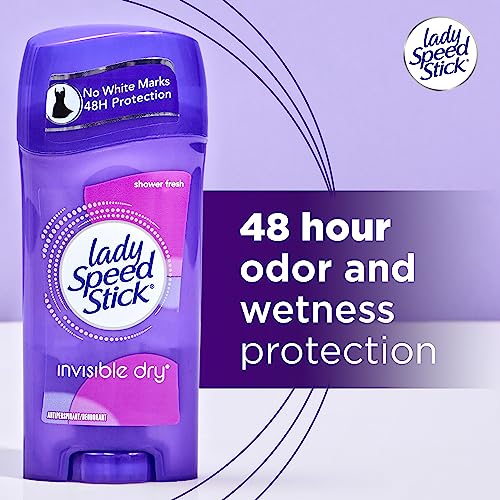 Lady Speed Stick Invisible Dry Antiperspirant Deodorant, Shower Fresh, 2.3oz, 4 Pack