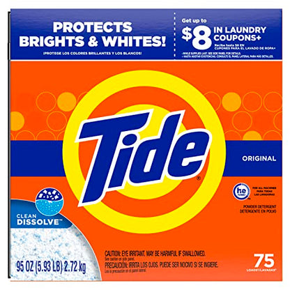 Tide Original HE Turbo Powder Laundry Detergent, 95 Oz (Packaging May Vary)