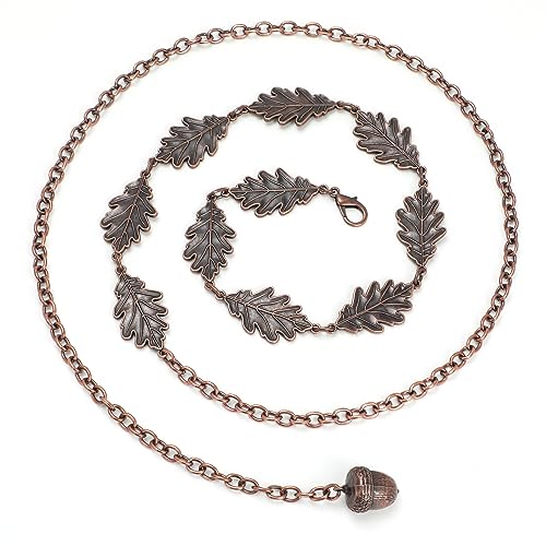 Oak Leaf and Acorn Metal Chain Leaf Belt, Cottagecore Renfair Accessories Fantasy Costume