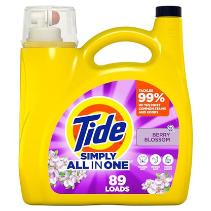 Tide Simply Clean & Fresh Liquid Laundry Detergent, Berry Blossom, 89 loads, 117 fl oz