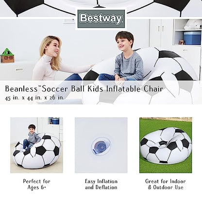 UP IN & OVER Soccer Ball Inflatable Chair, Relaxing, Vinyl, 45" X 44" X 26"