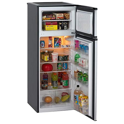 Avanti RA7316PST 2-Door Apartment Size Refrigerator, Black with Platinum Finish, 7.4 cubic feet