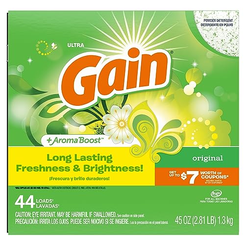 GAIN Powder Laundry Detergent for Regular & he Washers, Original Scent, 45 Oz (Packaging May Vary)