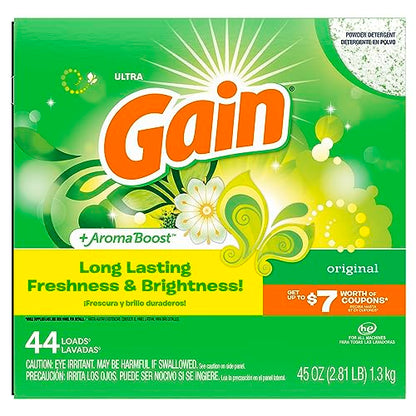 GAIN Powder Laundry Detergent for Regular & he Washers, Original Scent, 45 Oz (Packaging May Vary)