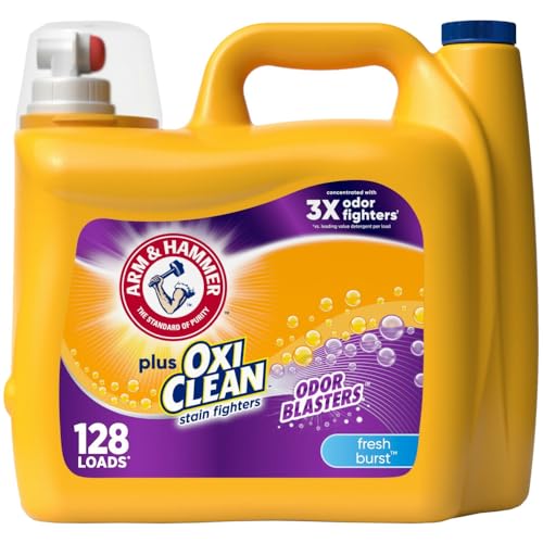 Arm & Hammer Plus OxiClean Odor Blasters Fresh Burst, 128 Loads Liquid Laundry Detergent, 166.5 Fl oz