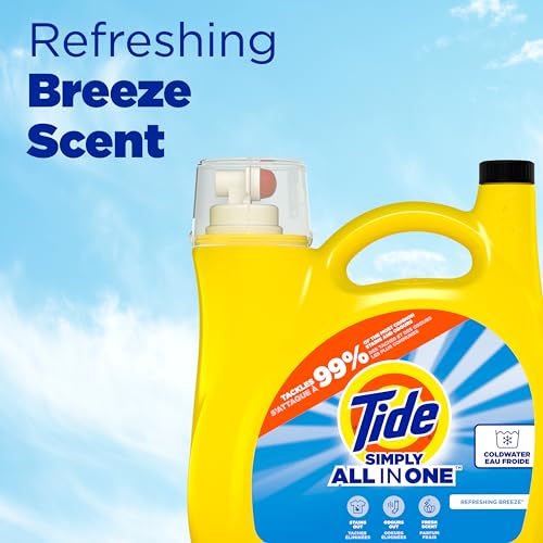 Tide Simply Liquid Laundry Detergent, Refreshing Breeze, 168 oz, 128 Loads