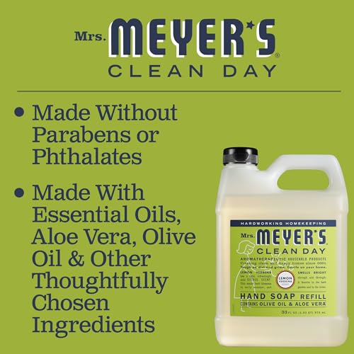 MRS. MEYER'S CLEAN DAY Hand Soap Refill, Made with Essential Oils, Lemon Verbena Multi Packs (33 Fl Oz (Pack of 1))