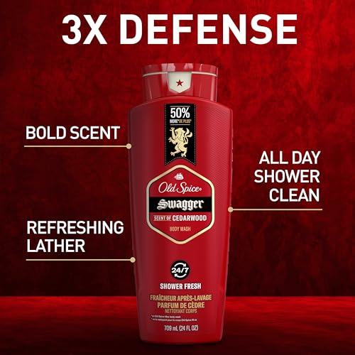 Old Spice Red Collection Swagger Scent with Cedarwood, Men's Body Wash, 24 oz (Pack of 2)