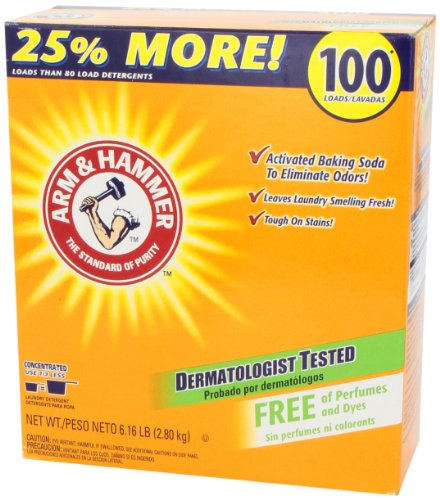 Arm & Hammer Laundry Detergent, Free of Perfume & Dyes, Powder, 100 Loads, 6.16 lb