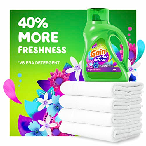 Gain + Odor Defense Liquid Laundry Detergent Super Fresh Blast Scent 154 fl oz 107 Loads HE Compatible