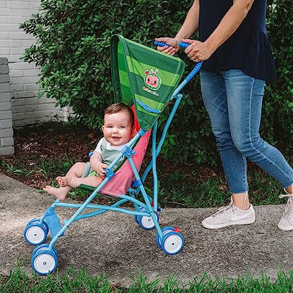 Cocomelon Umbrella Stroller with Canopy, Lightweight and Compact for Travel, 3D Stroller Red