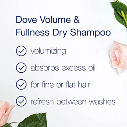 Dove Dry Shampoo Volume & Fullness for Oily Hair for Refreshed Hair 5 oz(Pack of 2)