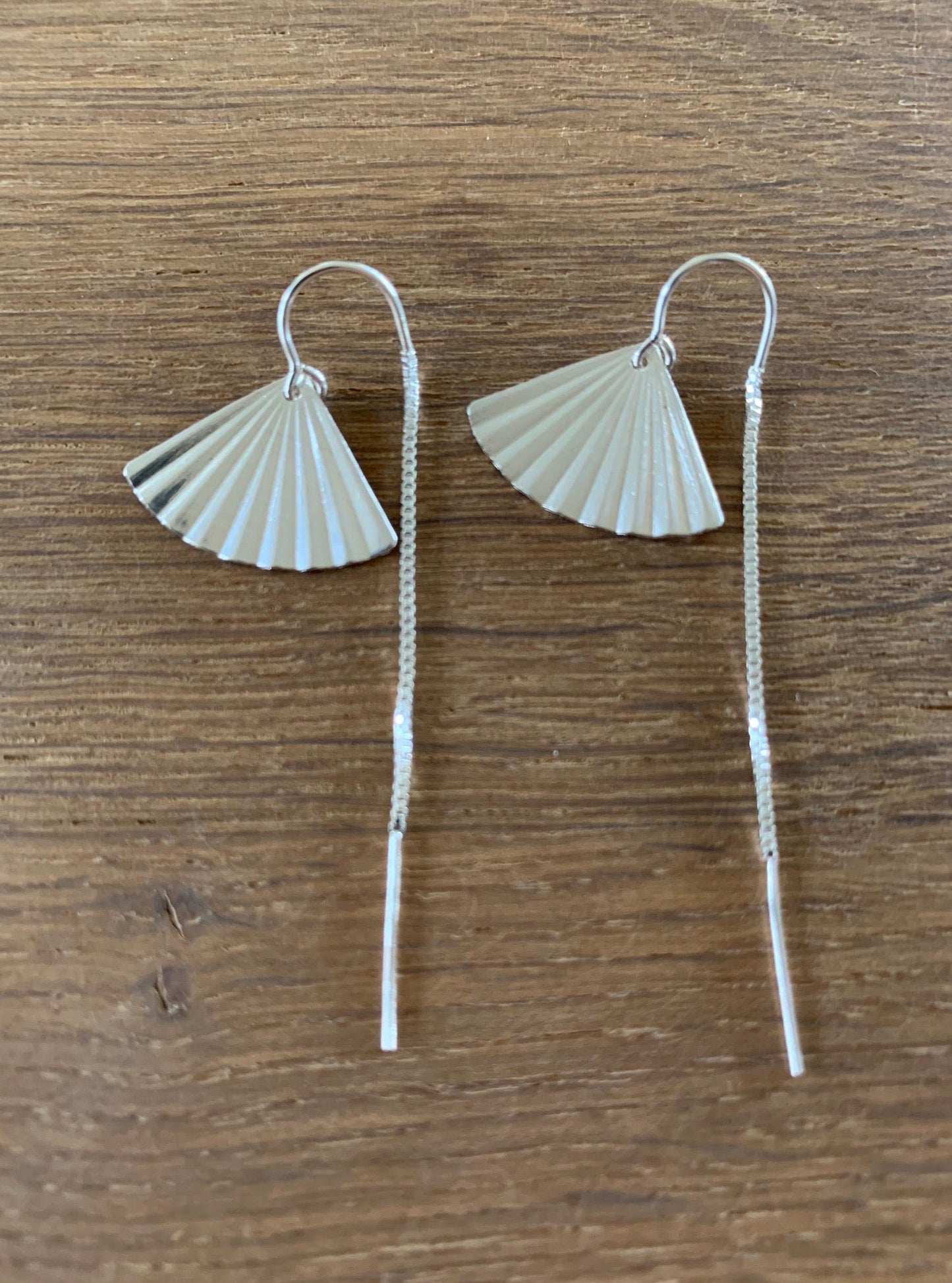 Fan shell threader earrings