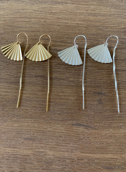 Fan shell threader earrings