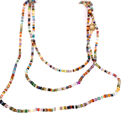 Multi Color Faceted Semi-Precious Multi Wear 52" Long Necklace or Wrap Bracelet