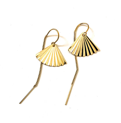 Fan shell threader earrings